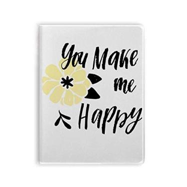 Imagem de Caderno estilo frase "You Make Me Happy Goma Diário" capa macia Diário