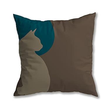 Imagem de Capa de Almofada Abstrato Suede Toque Aveludado Zíper Invisível (Abstrato Gato Lado - 45 x 45 cm)