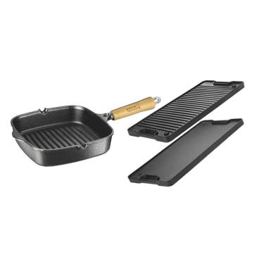 Imagem de Kit Chapa Dupla Face Alça de Ferro e Frigideira Cook Grill