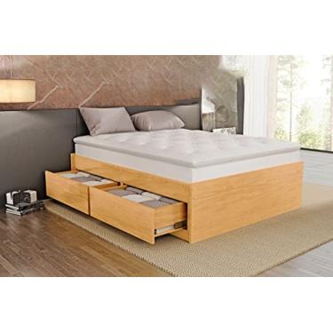 Imagem de Base Box Libanesa de Casal com 4 Gavetões de Madeira Maciça Pinus - Cor Mel