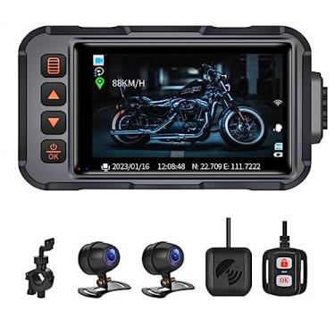 Imagem de XRC TECH Tela de 7,5 cm para motocicleta, câmera frontal e traseira, HD 1080p, controle por voz, GPS à prova d'água, IP67, WiFi, câmera de equitação