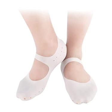 Imagem de HONMEET 1 Par cômoda comodas prevenção de escorregões antiderrapante confortável hidratante meias esportivas fasciíte Senhorita branco
