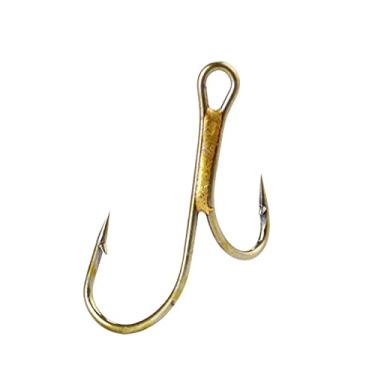 Imagem de Anzóis de pesca 20 pcs farpado dourado de pesca dupla HooksDead isca predador salmão truta poleiro twin gancho gêmeo Acessórios de pesca (Size : 2#)