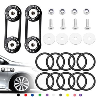 Imagem de Taiss Liberação rápida de para-choque (preto), kits de fixação de placa apertada para para-choque dianteiro e traseiro, suporta arruelas e parafusos de reforço, compatível com o kit de escotilha do motor de para-choque GM.