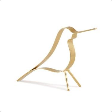 Imagem de Escultura Decorativa Pássaro Dourado Metal Minimalista Delicado - Mart