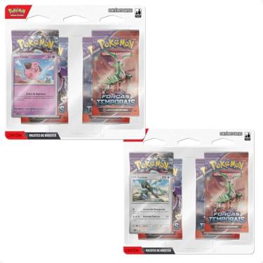 Imagem de Pokemon 2x Blisters Quadruplos EV5 Forças Temporais Cleffa e Cyclizar TCG Estampas Ilustradas Copag - 33974