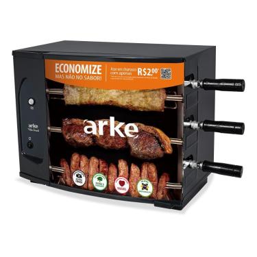 Imagem de Churrasqueira Elétrica Pequena Apartamento Rotativa Arke 3 Espetos 110v Vitta Smart