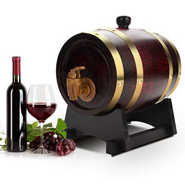 Imagem de Barril de vinho de 1,5 L com suporte de vinho, barril de vinho tinto de madeira de carvalho premium vintage, móveis de bar doméstico, dispensador de barril de madeira para armazenar uísque, cerveja