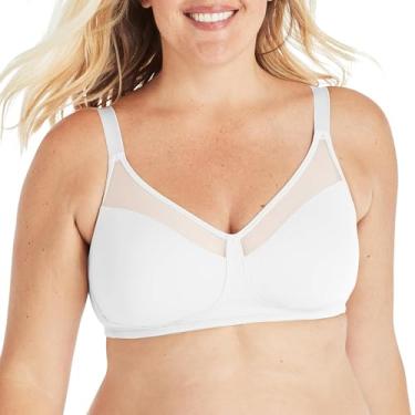 Imagem de Playtex Sutiã feminino minimizador de 18 horas, sutiã macio de cobertura total, sutiã camiseta sem fio, Branco, 38DDD