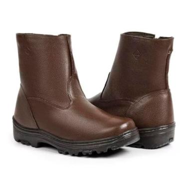 Imagem de Bota Masculina de Inverno em Couro Forrada com Lã Imperméavel - Ottawa (Marrom, BR, Adulto, Numérico, 43)