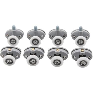 Imagem de Rolos de porta de chuveiro, peças de reposição de corredores de porta de chuveiro, para cima e para baixo 23mm/25mm Polias de plástico ABS Rolos de porta deslizante de roda para rodízios de