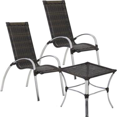 Imagem de Jogo de Cadeira e Mesa Garden Em Alumínio Fibra Sintética Área Externa ou Interna Trama