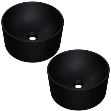 Imagem de Kit 02 Cubas de Apoio Redonda Para Banheiro Lavabo C01 BL30W Preto Matte Fosca  - Lyam