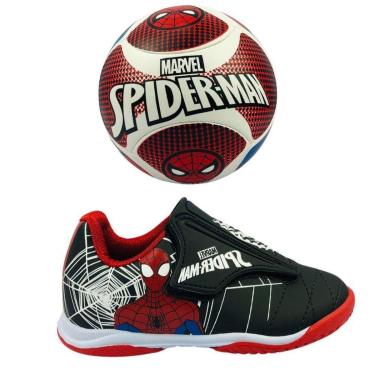 Imagem de Kit Marvel Tenis Spider Man + Bola Preto com Vermelho-Unissex