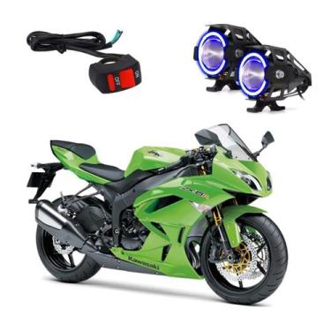 Imagem de Par Farol de Milha Angel Eye U7 Azul para Moto Kawasaki NINJA ZX 6R 60