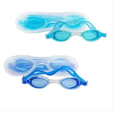 Imagem de Óculos Para Natação Piscina Praia Infantil Com Estojo Plástico - Azul/Azul Claro Sortidos