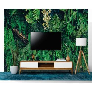 Imagem de Papel de Parede 3D Painel 3,5M Folhas Flores tropical Vinil Folhagem A