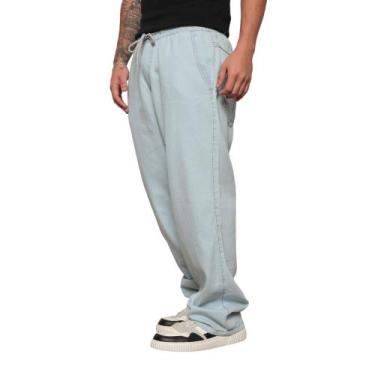 Imagem de Calça Jeans Baggy Balão Masculino Perna Reta - Mitchelgutto, Jeans cla