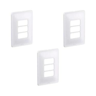 Imagem de Kit 3 Placa 4X2 P/ 3 Mód Branco C Suporte Zeffia Pial 680183 - Pial Le