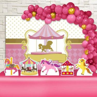 Imagem de Kit Festa Ouro Carrossel Meninas - IMPAKTO VISUAL
