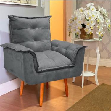 Imagem de Poltrona Cadeira Decorativa para Sala Opala Suede Cinza escuro. - Az D
