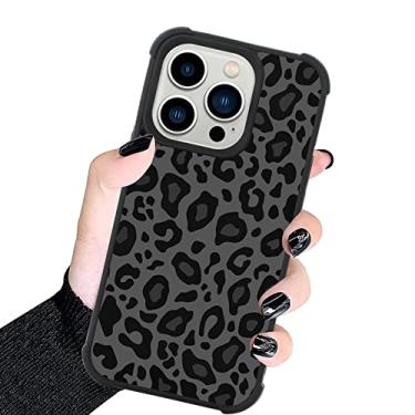 Imagem de KANGHAR Capa compatível com iPhone 14 Pro Max, design de leopardo preto, textura de pneu antiderrapante + capa protetora de TPU resistente à prova de choque para iPhone 14 Pro Max 6,7 polegadas (2022) estampa de leopardo