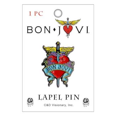 Imagem de Broche de lapela de metal Bon Jovi Dagger Heart