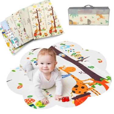 Imagem de Tapete de Atividades Infantil Térmico Dupla Face, 2,0 x 1,5m Estampas Divertidas (Girafa na Vespa/Leão)