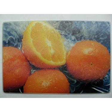 Imagem de 12 x 8 tábua de corte de queijo de vidro temperado para cozinha, balcão de arte, preparo de barra, outono, cor laranja, ótimo