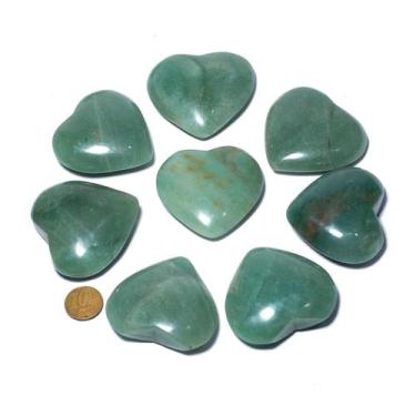Imagem de 05 Coração Quartzo Verde Pedra Natural 50 a 60mm Classe C - Cristaisde