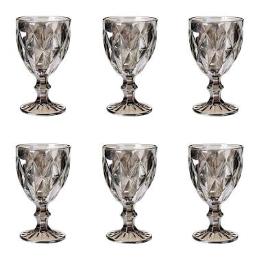 Imagem de Conjunto De Taças De Vidro Para água 6 Peças 325 Ml Diamonds Cinza Metalizado Lyor