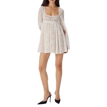 Imagem de Ronny Kobo Minivestido feminino de renda Dottie, Branco, M