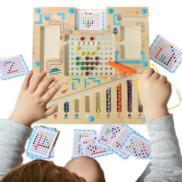 Imagem de Labirinto magnético de cores e números,Labirinto magnético | Placa de quebra-cabeça de contagem de correspondência de cores de - Aprendizagem de brinquedos educativos de viagem com motor fino para cri