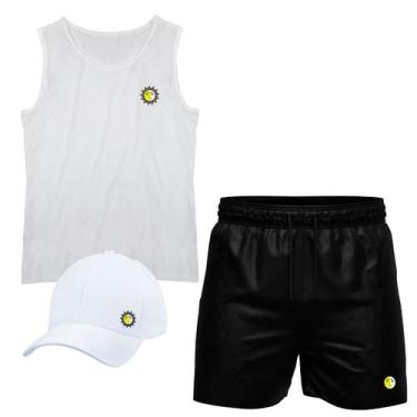 Imagem de Conjunto Camiseta Regata Algodão Short Tactel E Boné Sol Lua - Relaxad