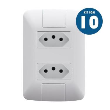 Imagem de Kit 10 Conjunto Tomada Dupla 10 Amperes Aria 4x2 Tramontina