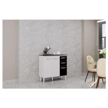 Imagem de Balcão De Cozinha Ambiente Isadora Branco Preto - Poquema - POQUEMA MÓ