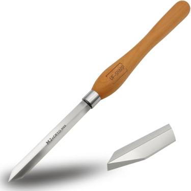 Imagem de UF-SHARP Ferramenta De Corte De Diamante Para Torno De Madeira 3/16 Pol. De Espessura, Ferramentas De Torneamento De Madeira M2 Cryo Hss Com Cabo De Madeira De Faia