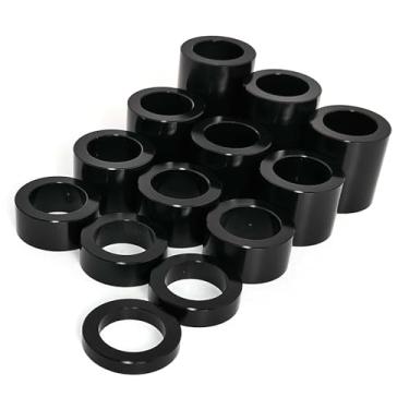 Imagem de Americruise Kit espaçador de eixo de roda de alumínio CNC com 13 peças I.D. 3/4'' - OD 3-1/20.3 cm para Harley Custom Bobbers and Choppers (preto, I.D. 1.0''-O.D.1-1/2'')