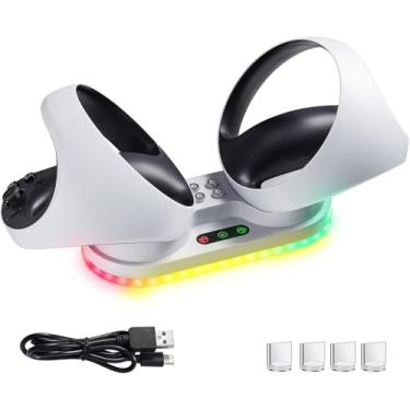 Imagem de Carregador Suporte Dock Led Para Controle Oculos Para Playstation PS VR2 Sense Branco