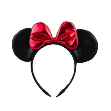 Imagem de Tiara Preta Orelhas Laço Vermelho Minnie 20X25Cm - Taimes
