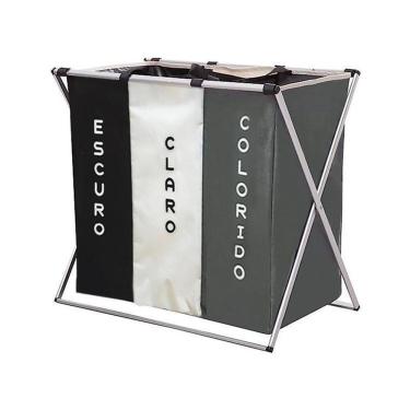 Imagem de Cesto Organizador De Roupa Suja Com 3 Divisórias Portátil