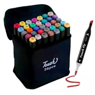 Imagem de Canetinha Ponta Dupla para Colorir Kit Estojo de Canetas Escolar Marcador Coloridas Permanente Duas Pontas (36 Cores)