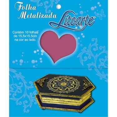 Imagem de Folha Metalizada 15x15cm - Rosa - Litoarte