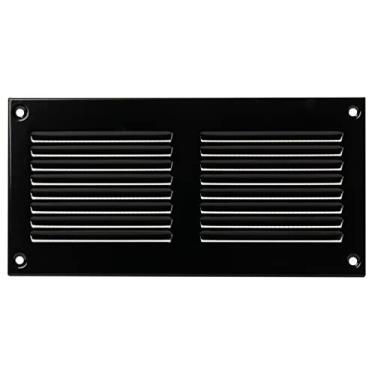 Imagem de LIRAST Capa de ventilação de 15 x 5 cm com tela embutida - Grade de ar de retorno preta para parede ou teto - Registro de ventilação HVAC retangular de metal - Dimensões externas: 20 cm L x 10 cm A