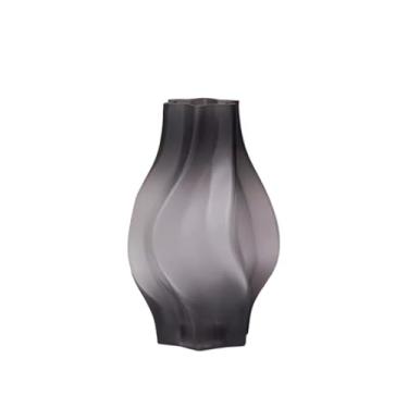 Imagem de Vaso Vaso de vidro fosco novo vaso floral e lírio decoração e ornamentos para sala de estar Vaso de flores(Gray,Grande)