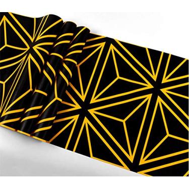 Imagem de Papel de parede moderno de PVC intermitente 3D padrão geométrico refletivo karaokê bar sala de estar parede de fundo de TV 51 cm L x 1000 cm C não colado (amarelo)