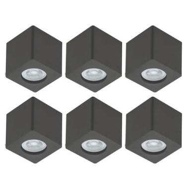 Imagem de Conjunto 6 Luminárias de Teto Zoom Spots Quadrados de Sobrepor Pretos Bivolt Dital Decoração
