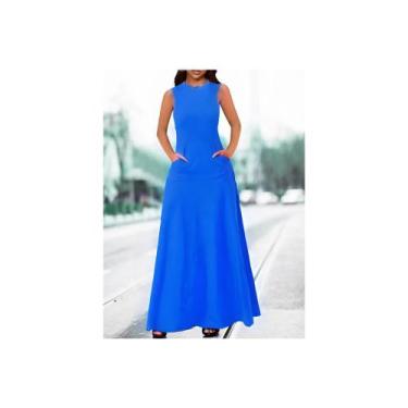 Imagem de Vestido Longo Bolso Canguru Saia Evase Forrado Malha Viscolycra  Ve  2