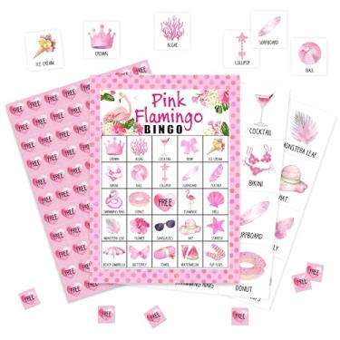 Imagem de Pink Flamingo Bingo Game Cards, Hawaiian Bingo Games for Adults, Tropical Summer Bingo Cards Supplies, Jungle Bingo Birthday Party Decor Favors, Card Gifts for Women Friends Family Holiday, 10