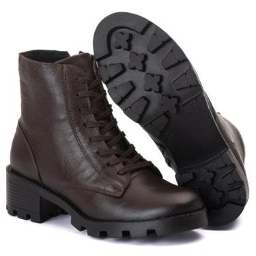 Imagem de Coturno Feminino Tratorado Cano Baixo Botinha Com Ziper Lateral - Pett